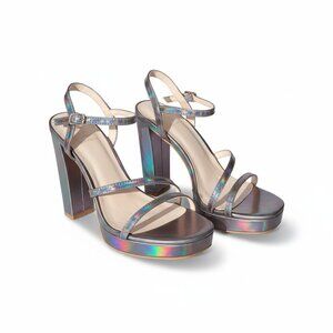 Halston Heritage Sardinia Platform Sandal – Pewter Metallic – Size 8 – NIB
